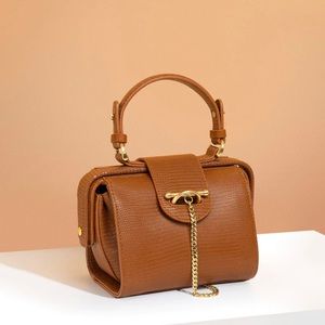 NWT Sancia Nahla midi bag in Tan Lizard